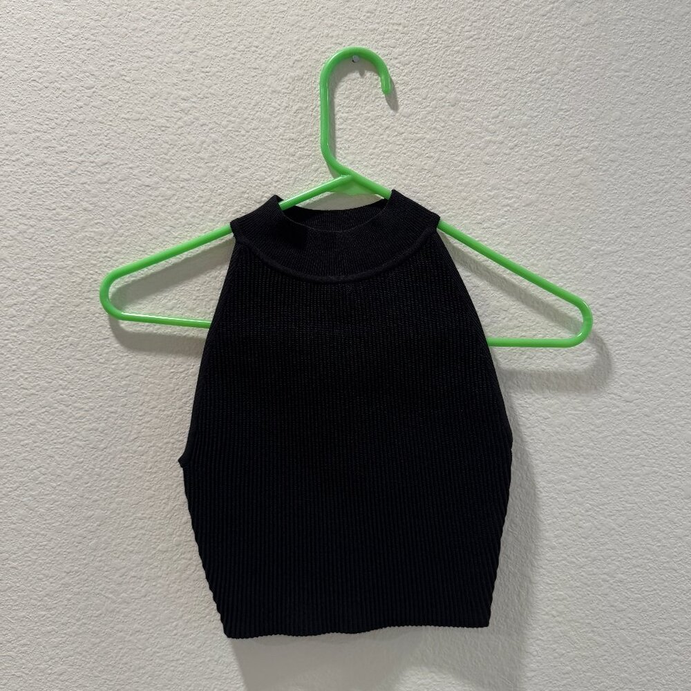 Aritzia Cropped Halter Top (XS - Black)